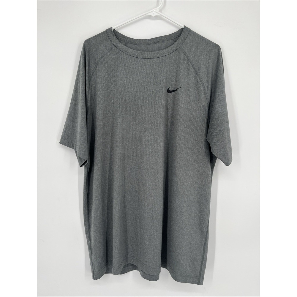 Nike Dri Fit Shirt Men L Nike Logo Gray Sweat Wicking Performance Athletic Wear